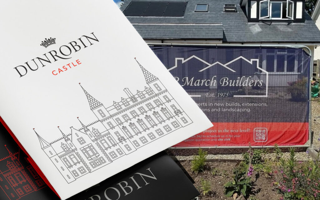 Brand identity, brochures, and large-format print, from concept through to finished production.